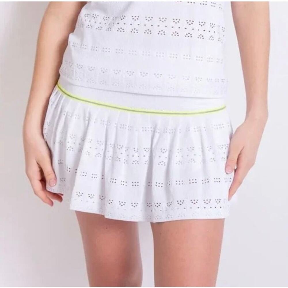 EUC L’Etoile Sport‎ x Veronica Beard White Tennis Skort Knit Eyelet Skirt Medium